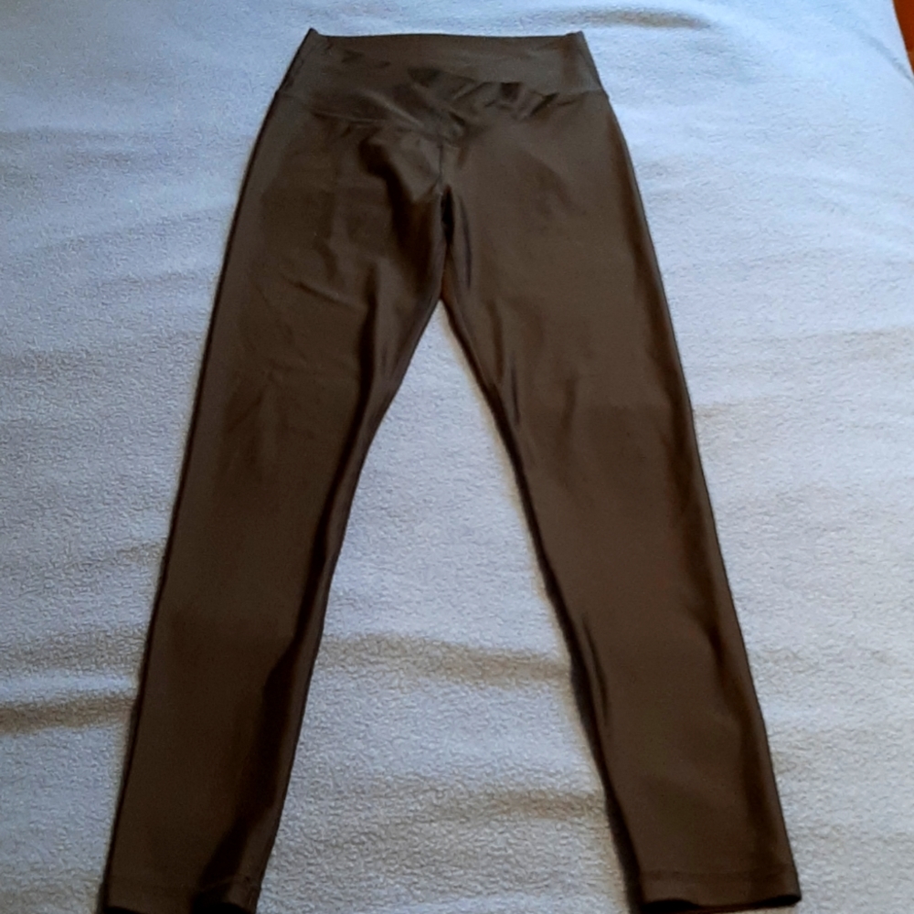 Aerie Real Me Black Shiny High Waisted Crossover Leggings Medium